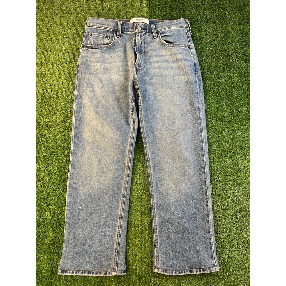 Hollister Mens Straight Leg Jeans Light Wash Blue Denim W32 L30 Casual
